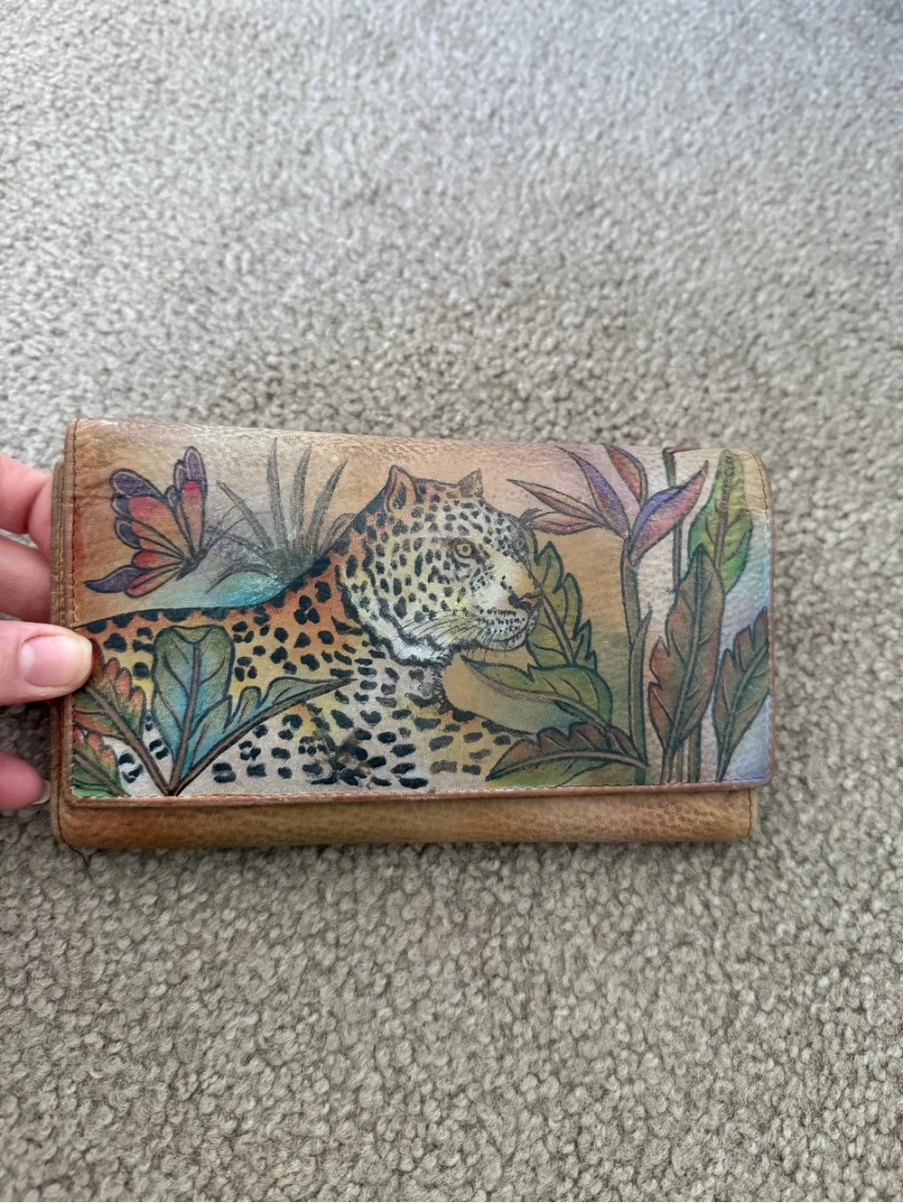 Anuschka Multicolor Leopard & Botanical Leather Wallet